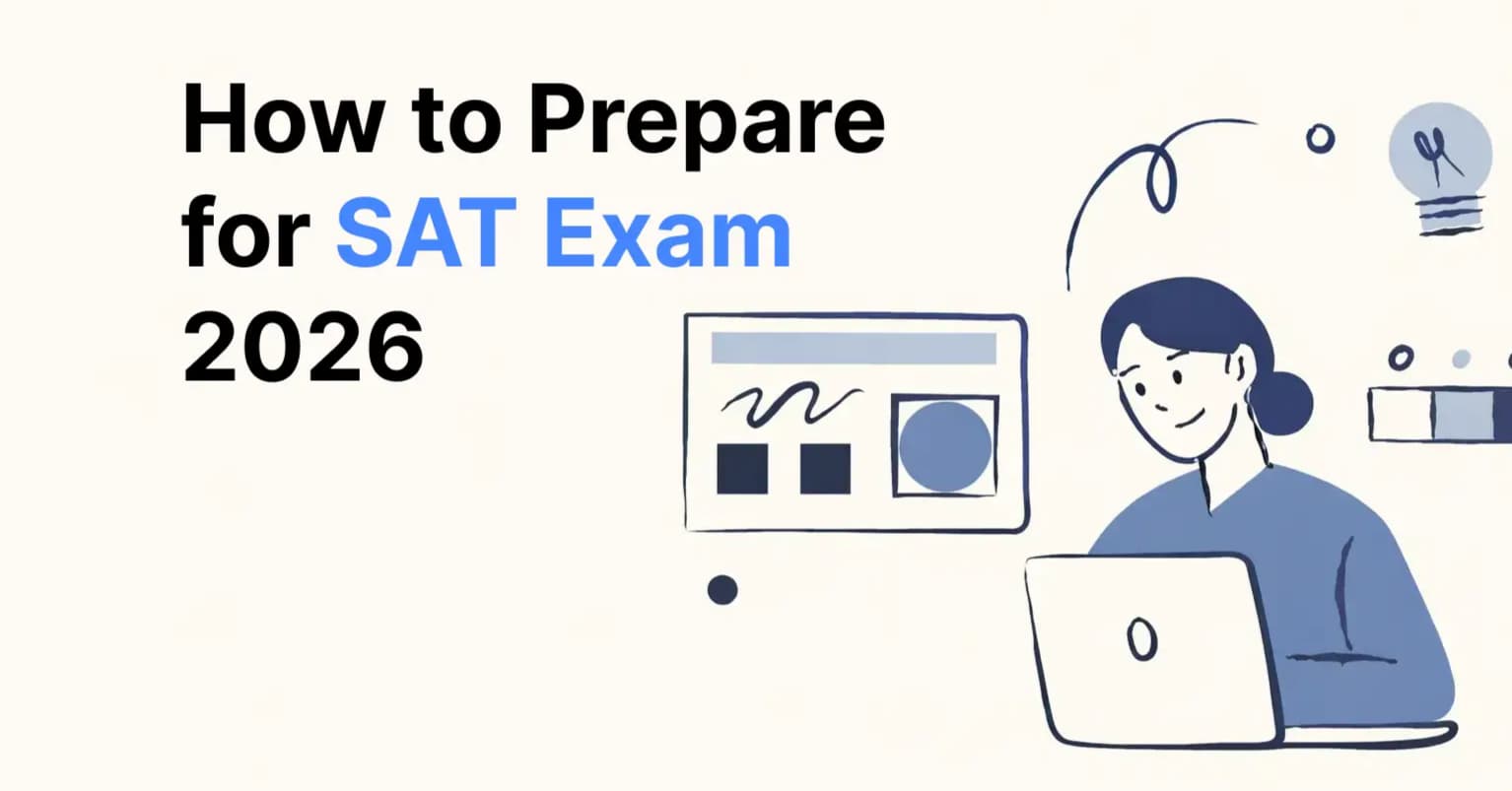 High school student preparing for the SAT with practice tests and notes